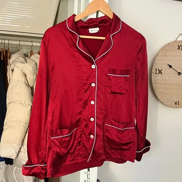 LILYSILK Women's Red PJ Set, (Small) - Picture 3 of 7